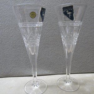 2 VINTAGE MACRYL 8 1/2" COCKTAIL GLASSES 24% PbO BOHEMIAN CRYSTAL